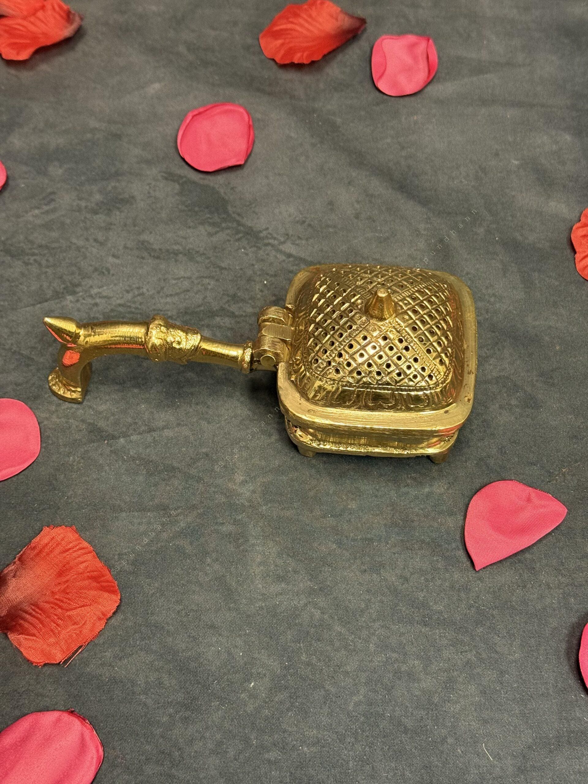 Brass Loban / Dhoop Dani With Handle Square