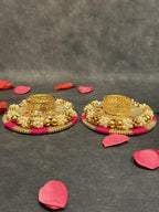 Traditional Decorative Tealight Holder Pearl & Kundan Work