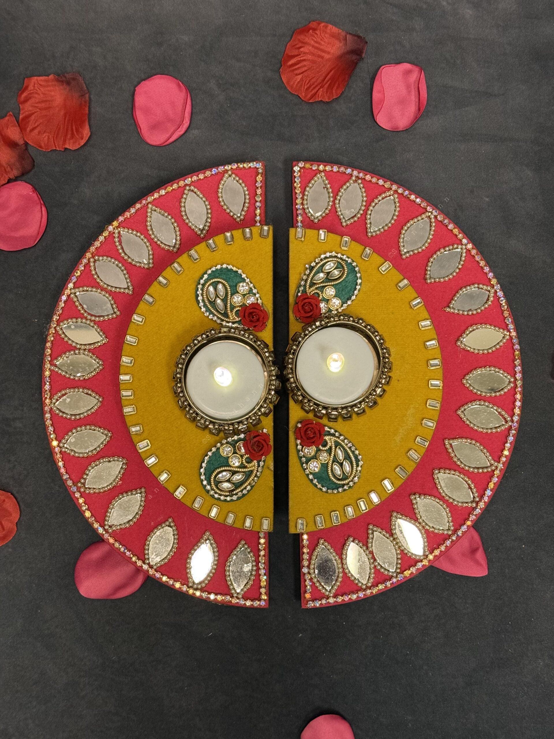 Split Circle Rangoli Tealight Holder Set of 2