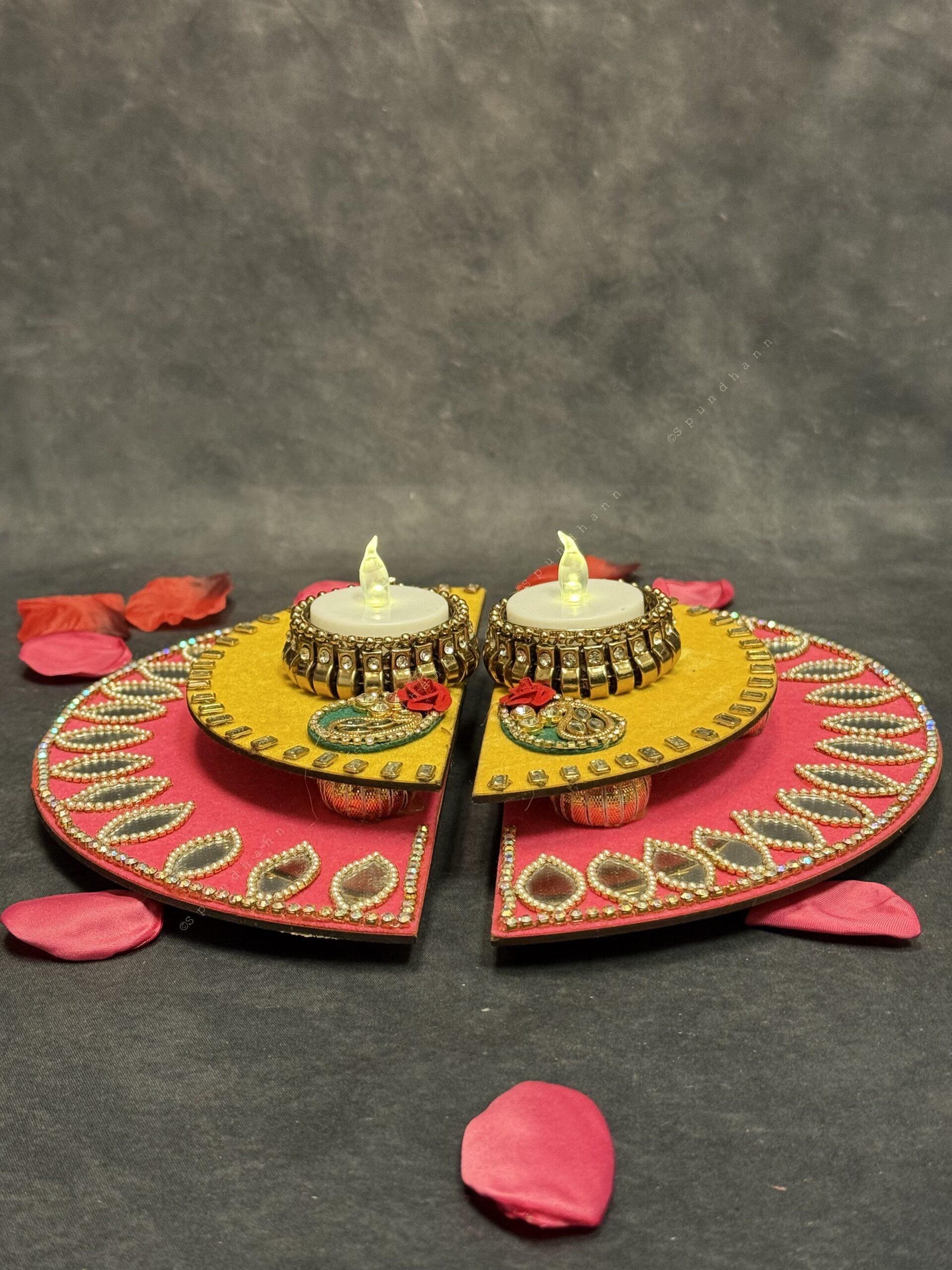 Split Circle Rangoli Tealight Holder Set of 2