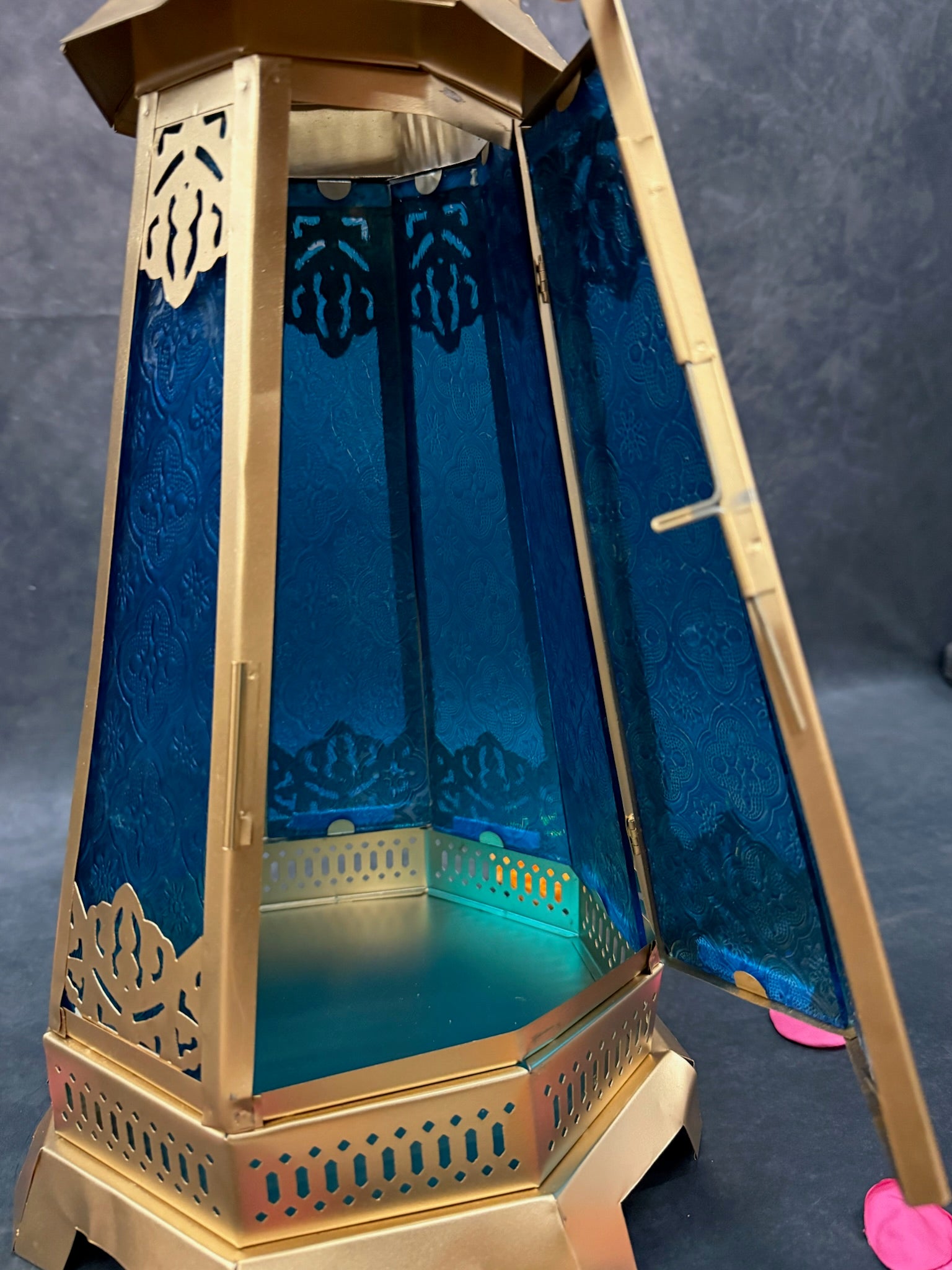 Golden Glass Decorative Lantern Small & Big (Blue, Red, Yellow)