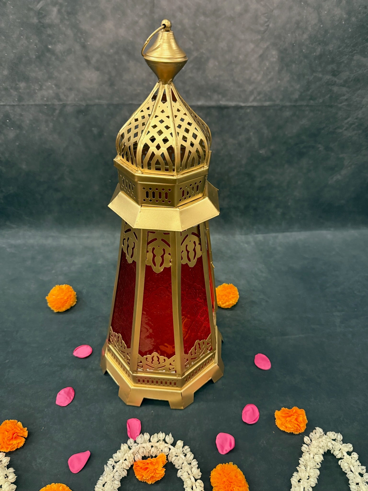 Golden Glass Decorative Lantern Small & Big (Blue, Red, Yellow)