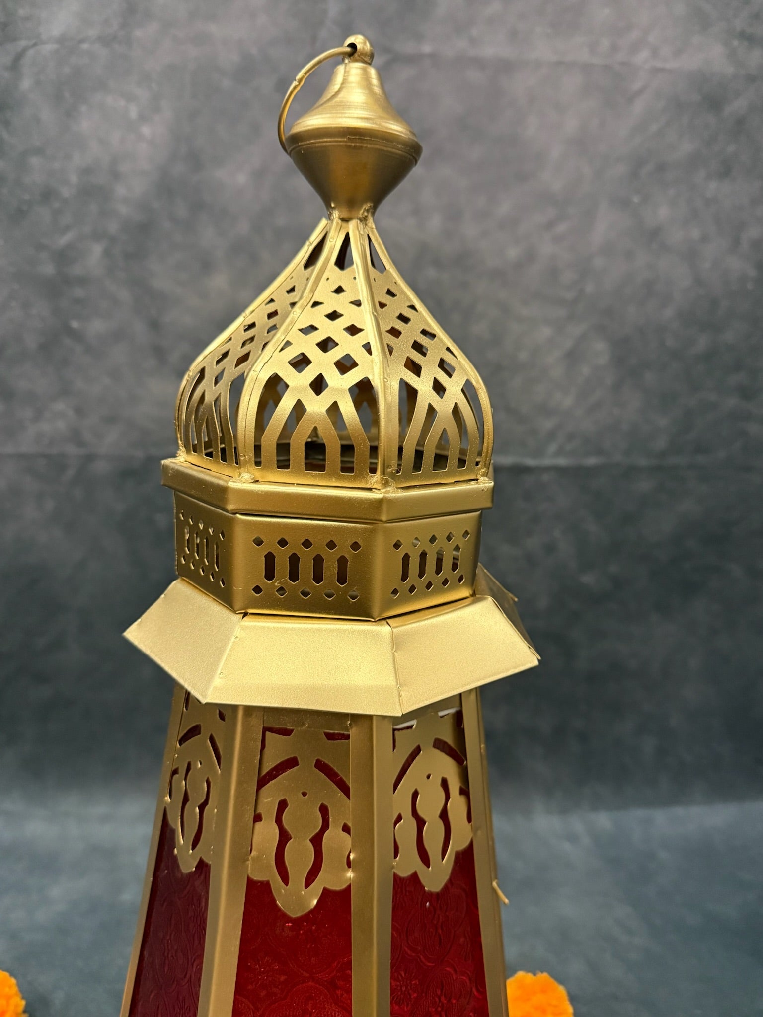 Golden Glass Decorative Lantern Small & Big (Blue, Red, Yellow)