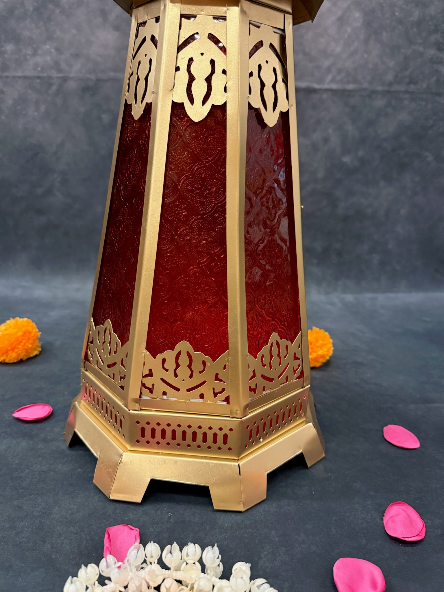 Golden Glass Decorative Lantern Small & Big (Blue, Red, Yellow)