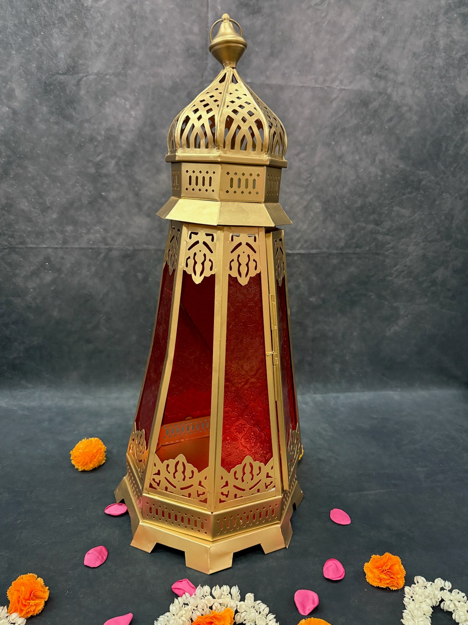 Golden Glass Decorative Lantern Small & Big (Blue, Red, Yellow)