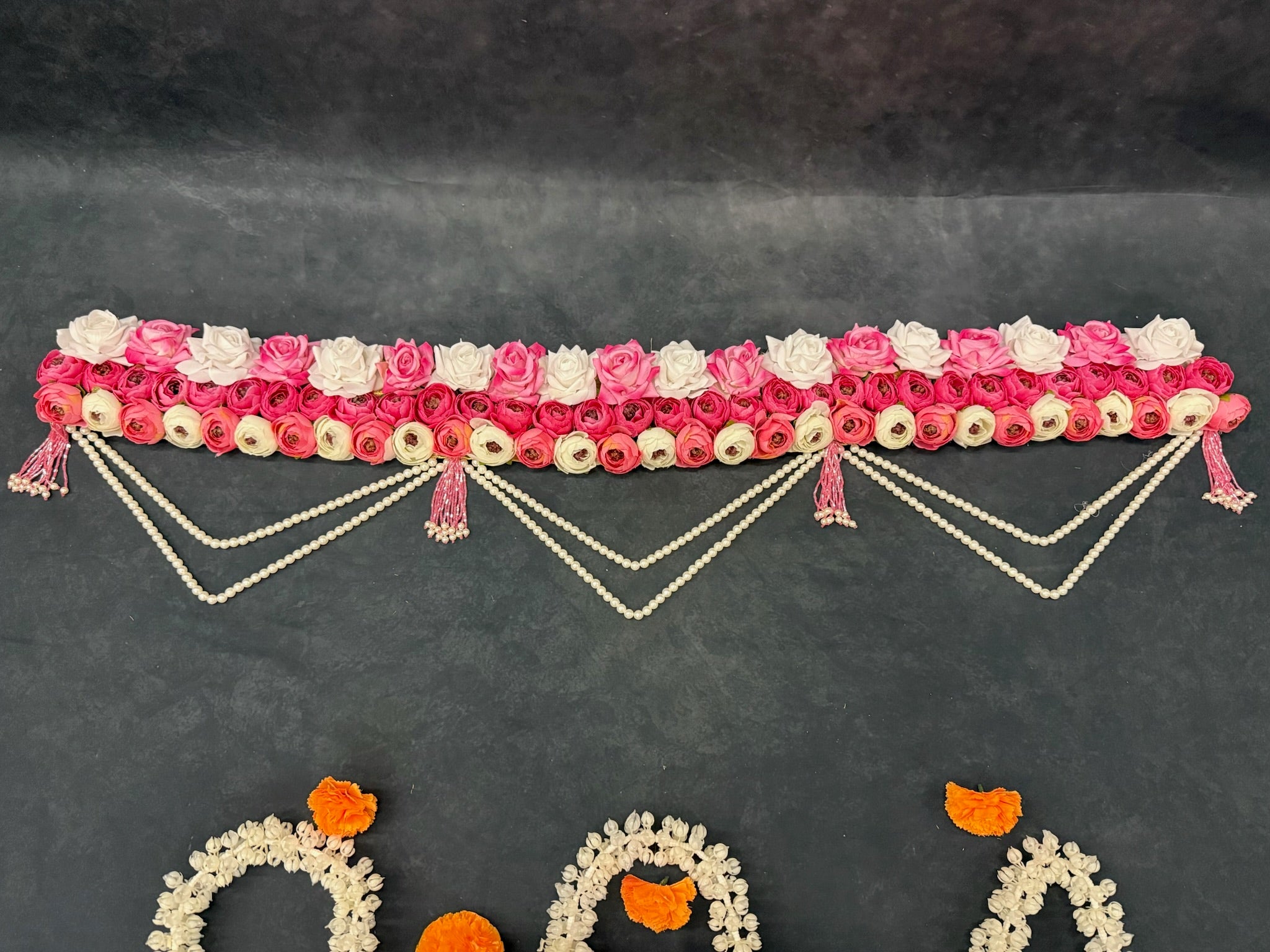 Pink & White Rose Pearl Toran