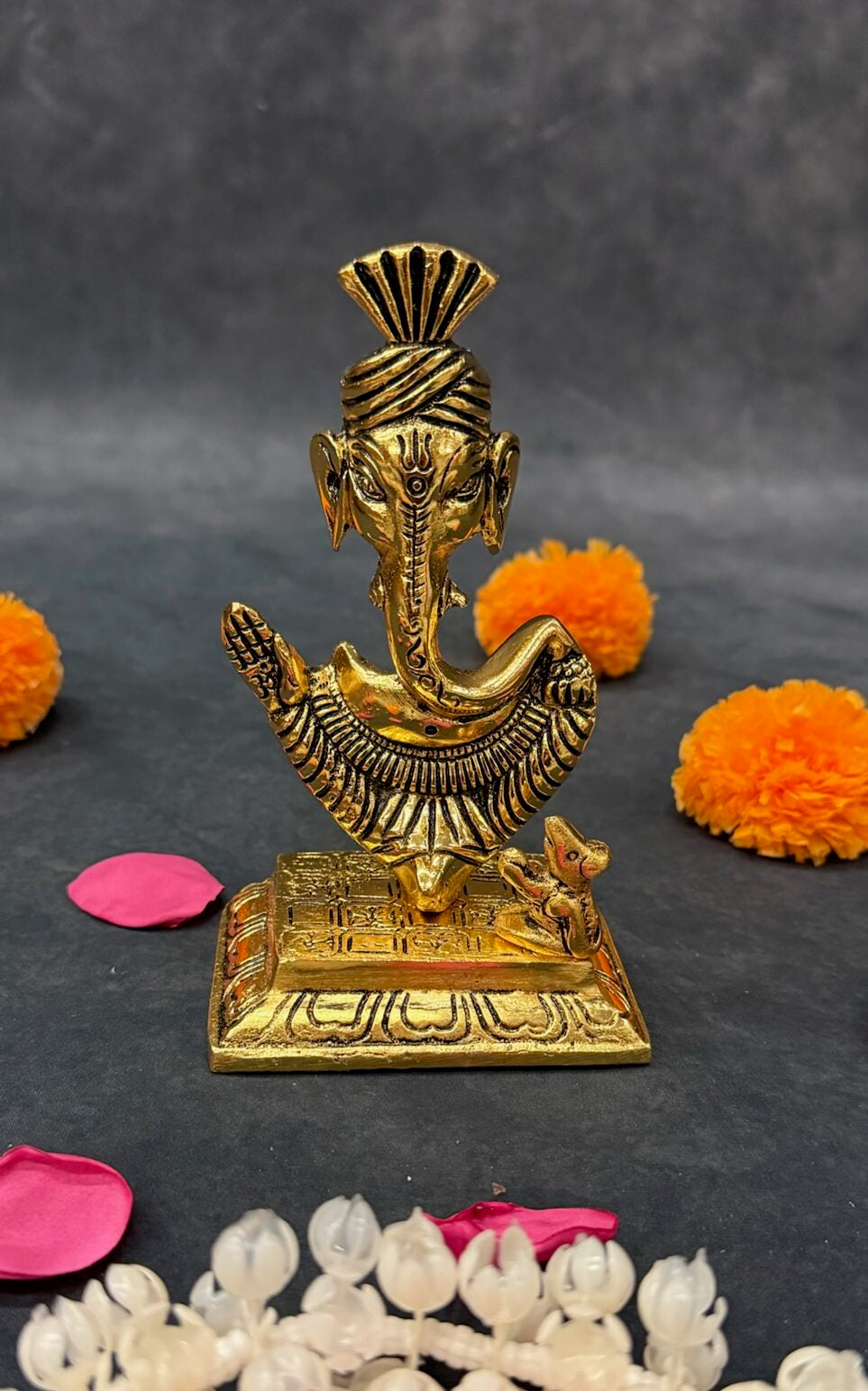Handcrafted Antique Ganpati Idol with Moshak