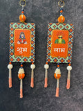 Shubh Labh Folk Art Hanging Pair with Tassels