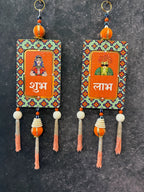 Shubh Labh Folk Art Hanging Pair with Tassels