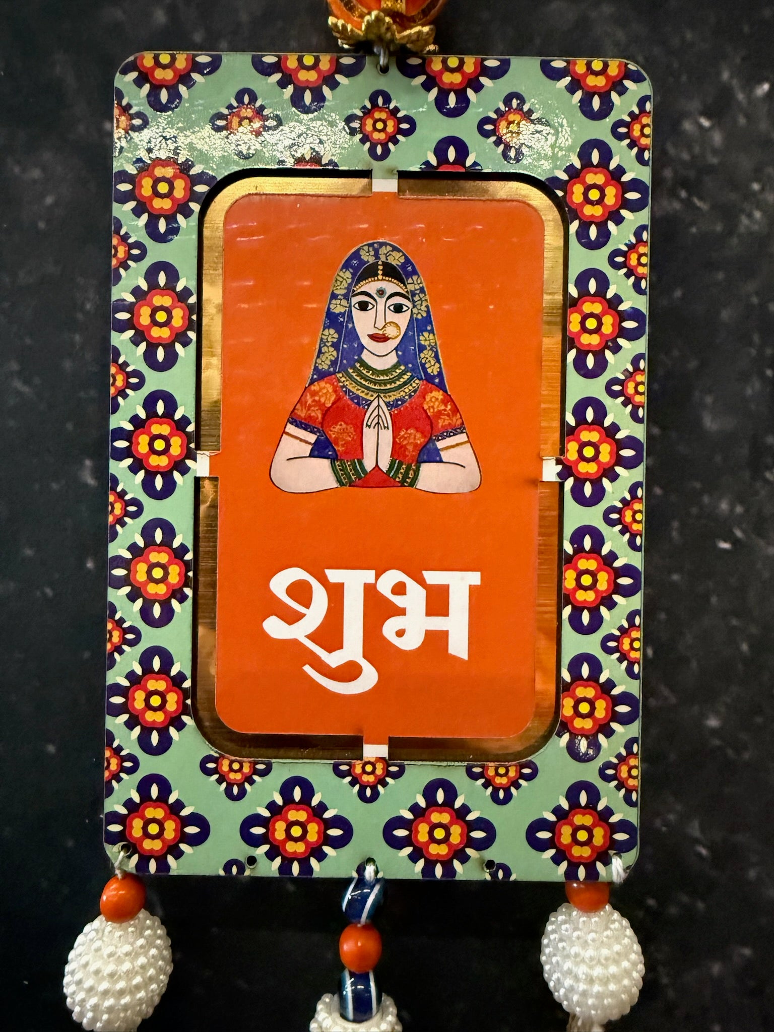Shubh Labh Folk Art Hanging Pair with Tassels