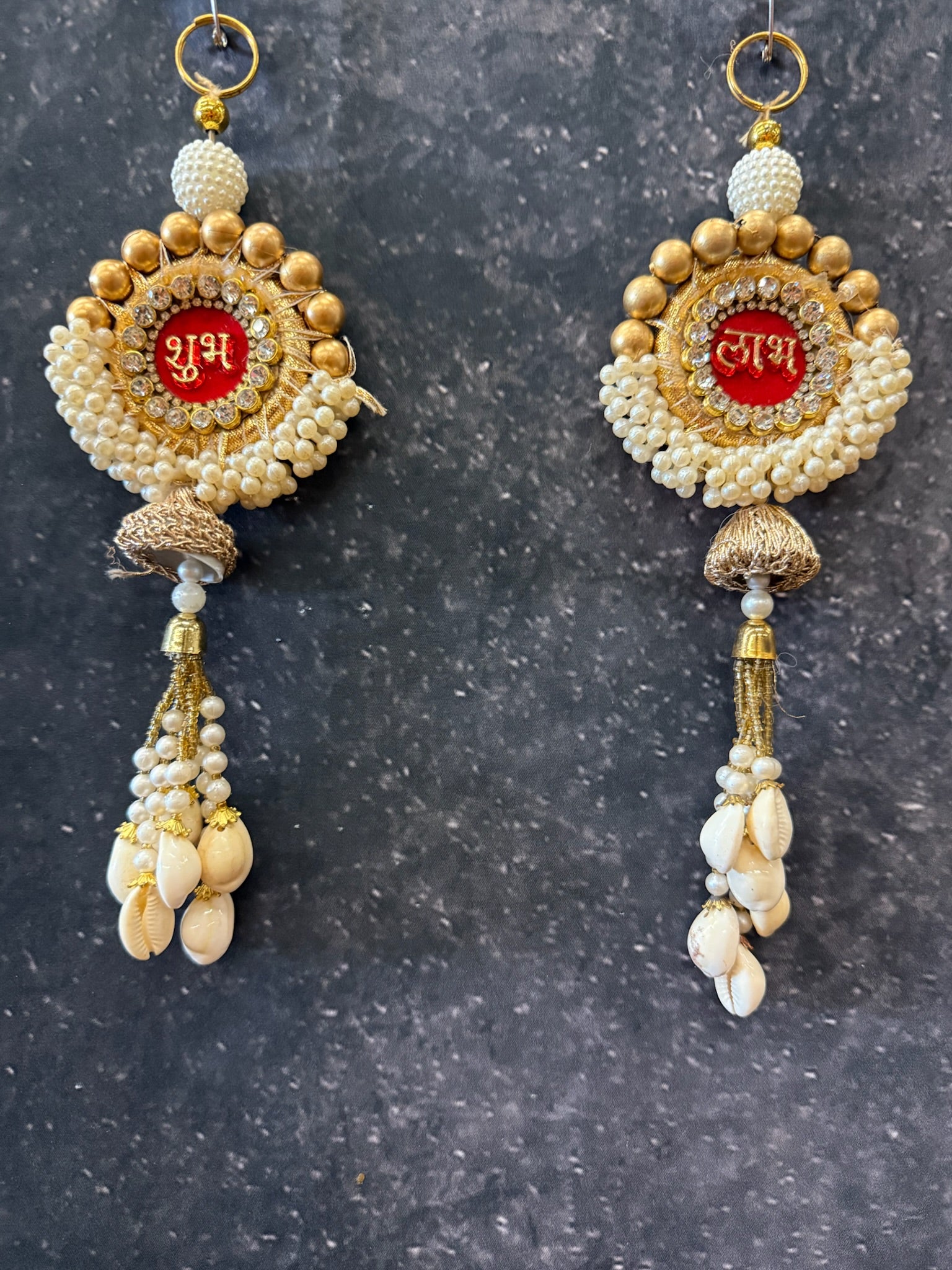 Shubh Labh Pearl & Shell Hanging Pair
