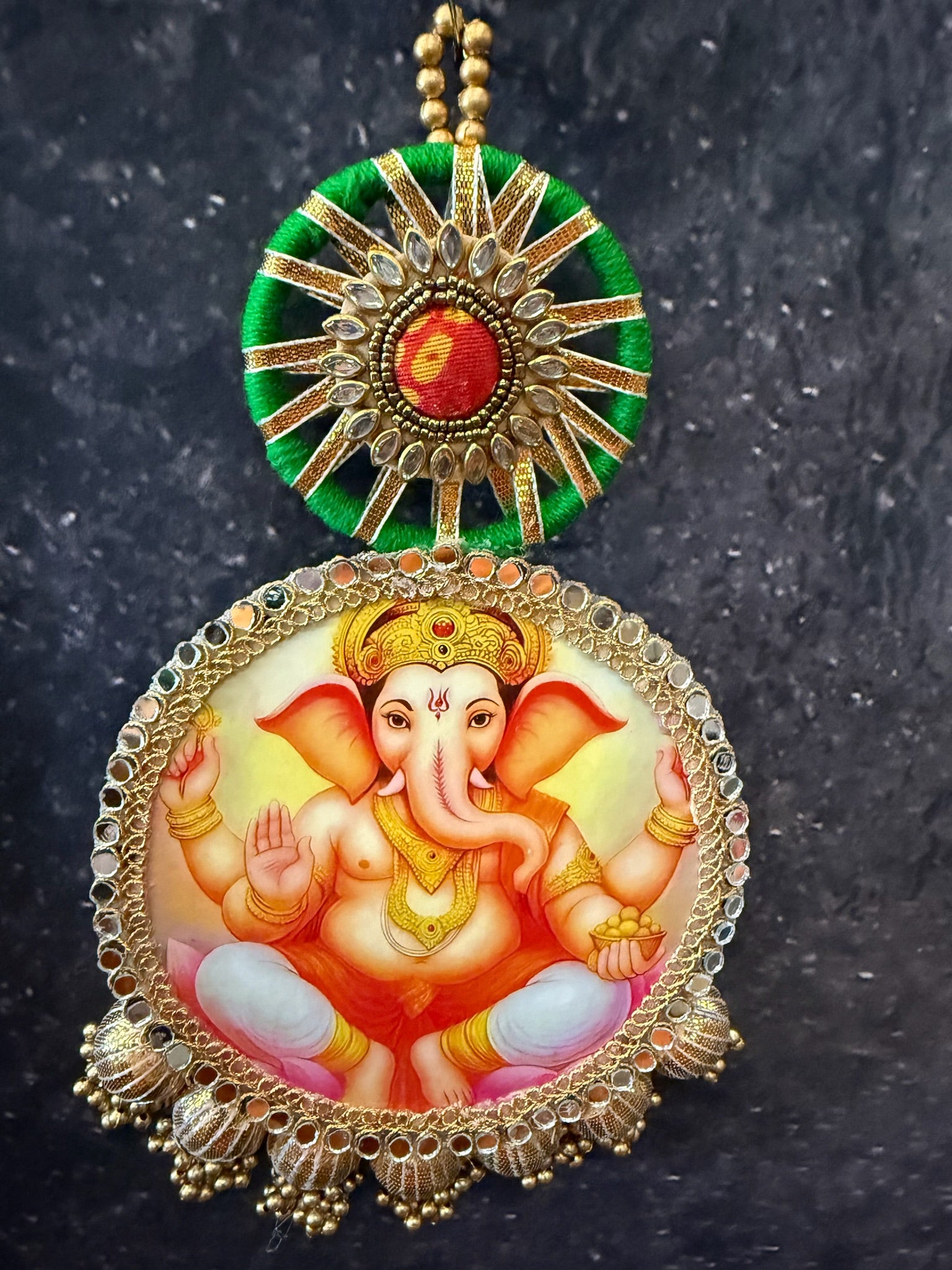 Ganesh Decorative Hanging Round Embellished Wall/Door D or
