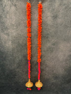 Chameli & Pom-Pom Hanging Pair with Golden Tassels