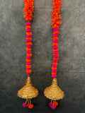 Chameli & Pom-Pom Hanging Pair with Golden Tassels