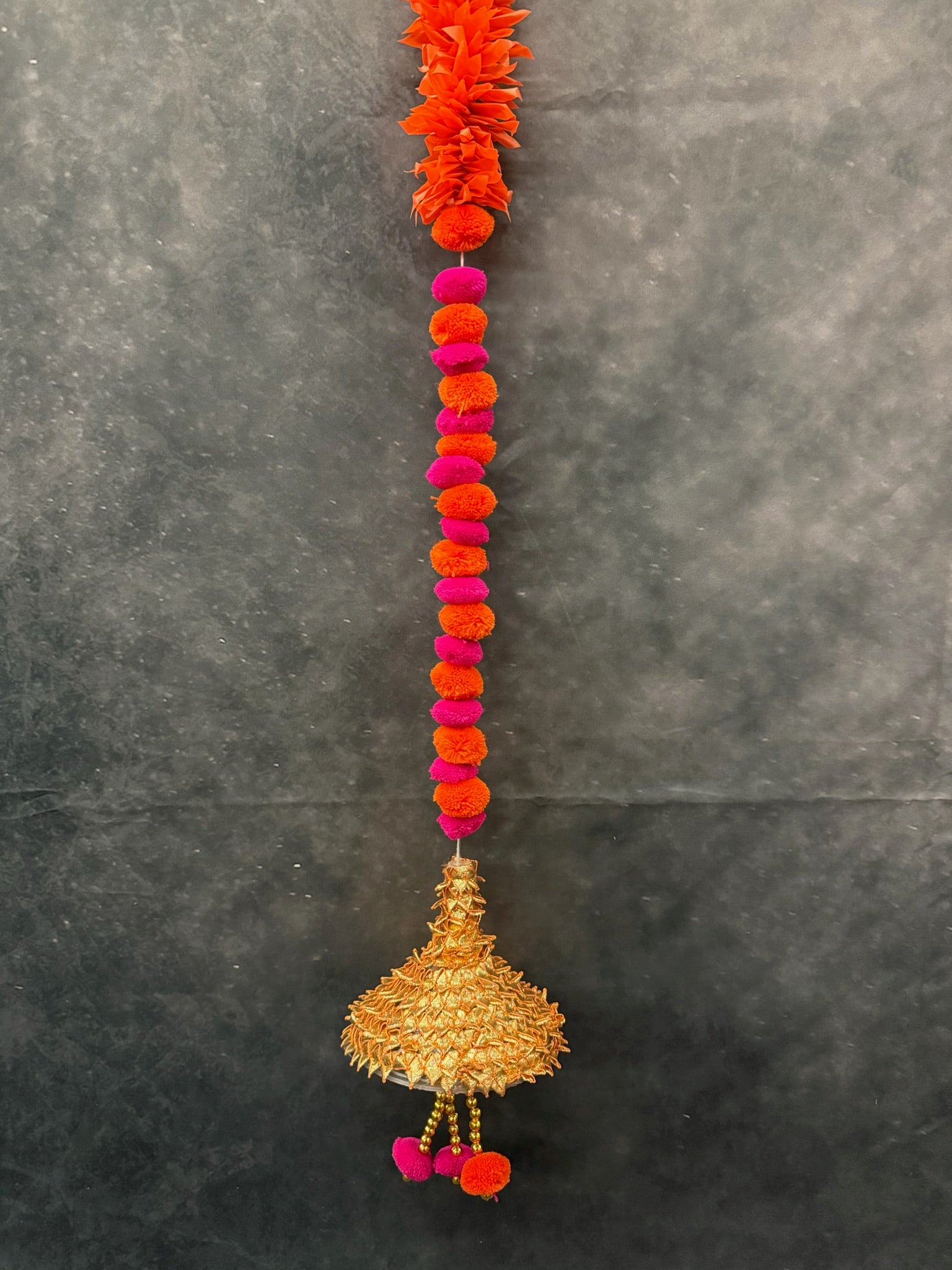 Chameli & Pom-Pom Hanging Pair with Golden Tassels