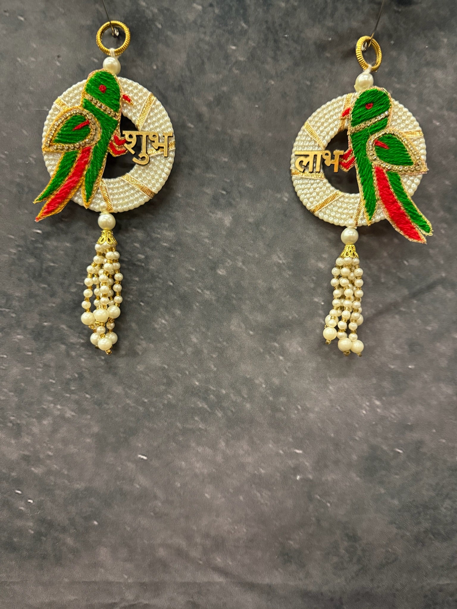 Shubh Labh Parrot Hanging Pair