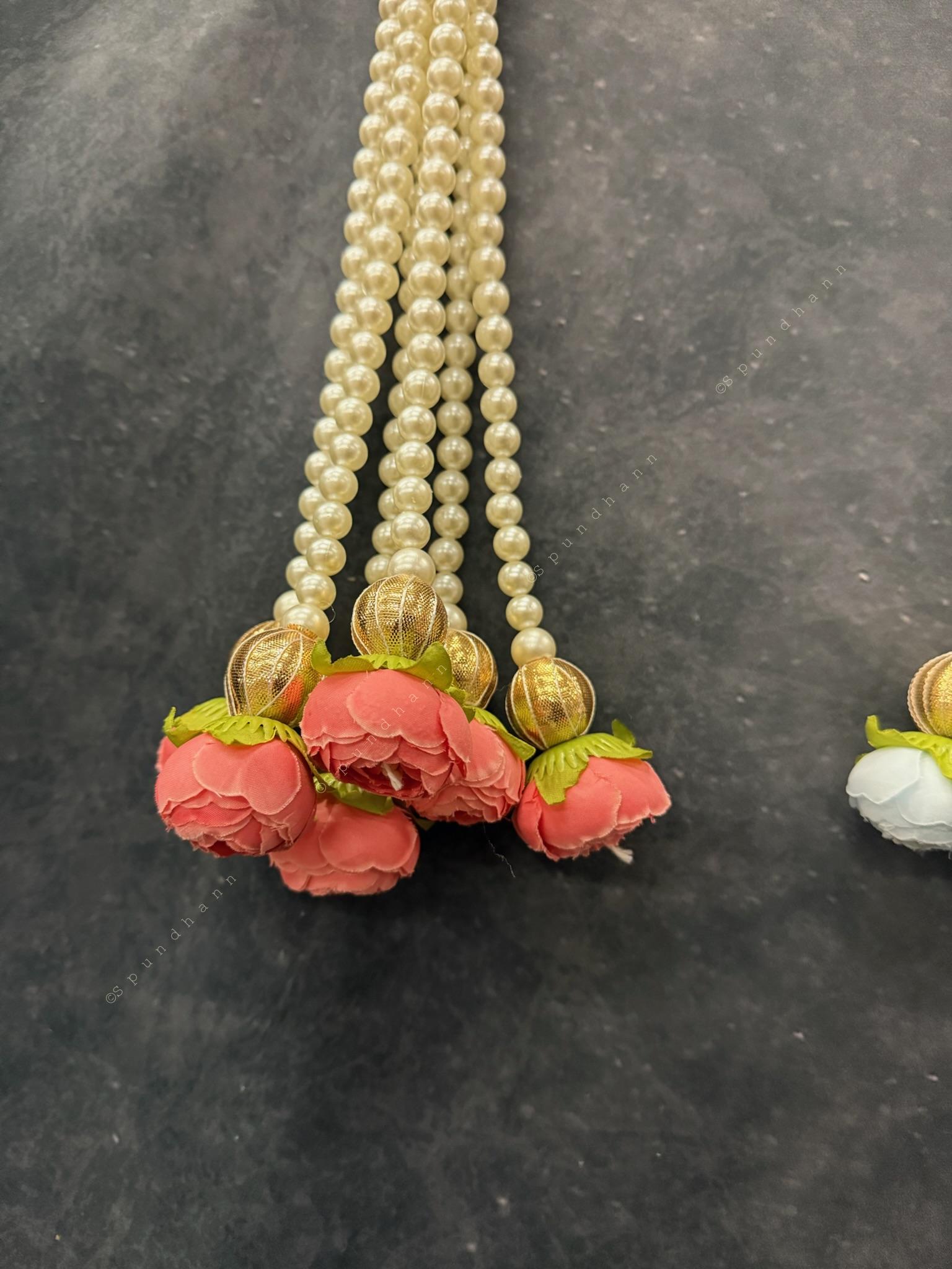 Pearl Srtings With Rose Bud Dangler