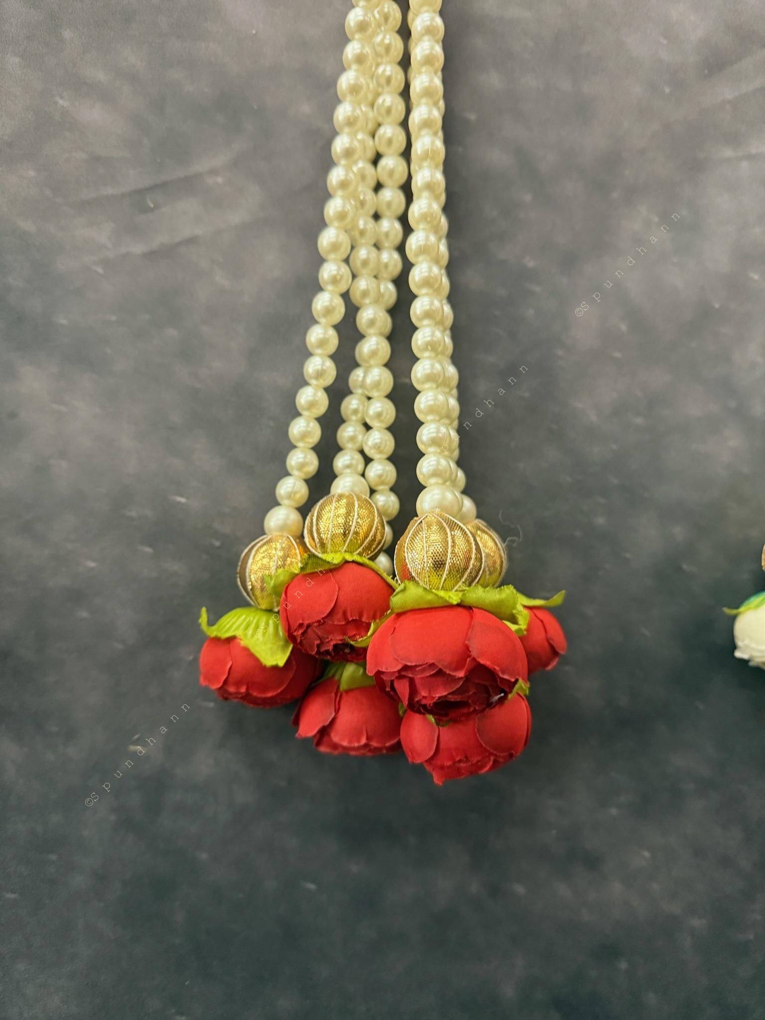Pearl Srtings With Rose Bud Dangler