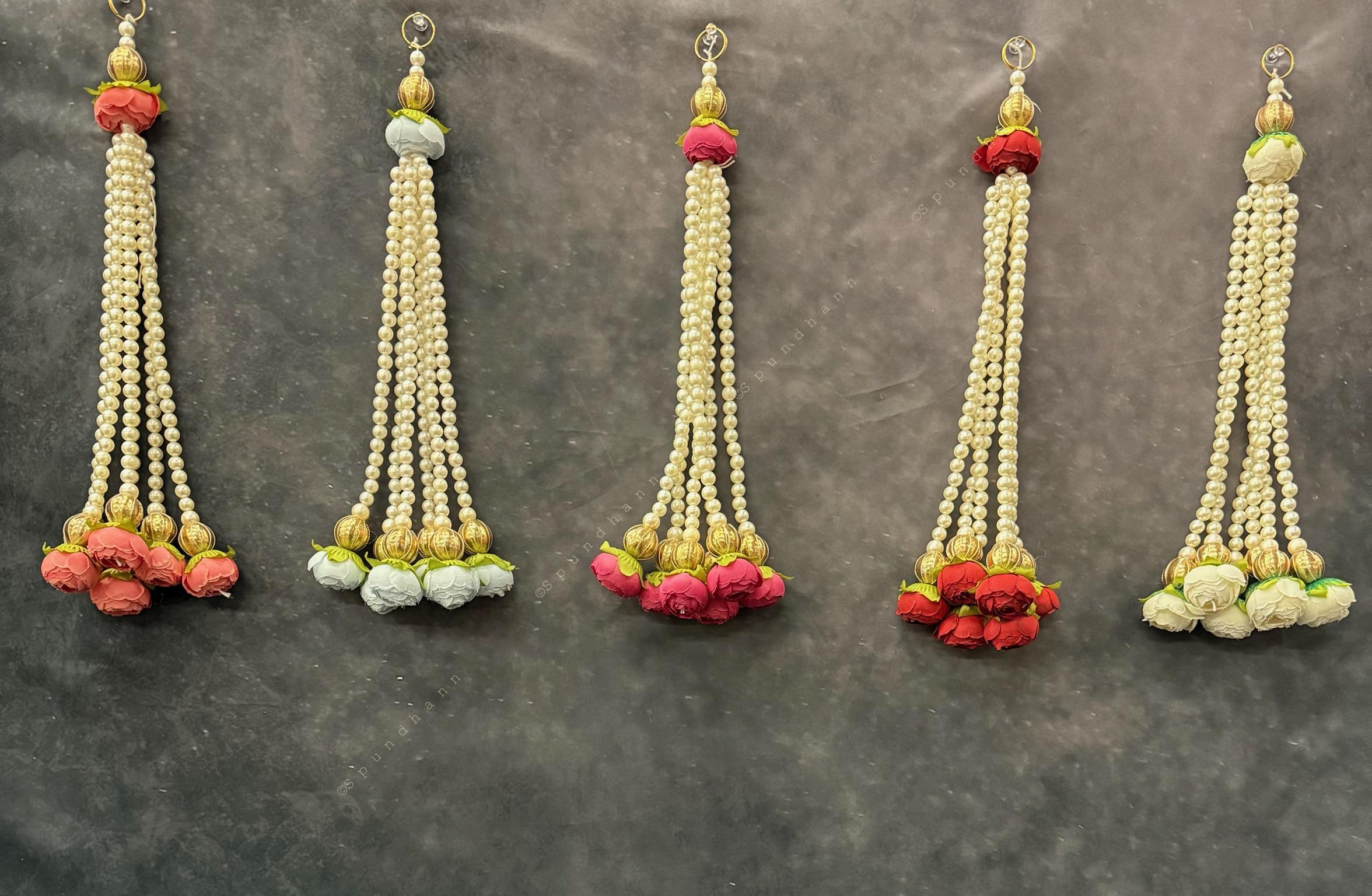 Pearl Srtings With Rose Bud Dangler