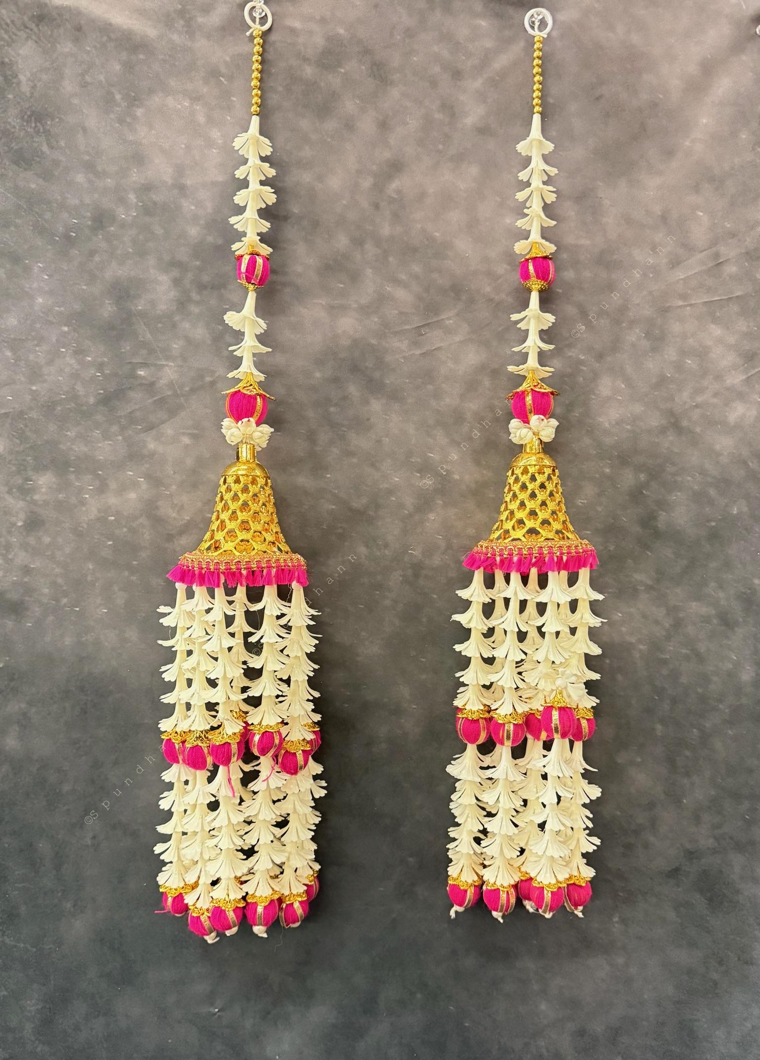 Bell Dangler With Hanging Floral Strings - Set of 2