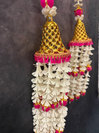 Bell Dangler With Hanging Floral Strings - Set of 2