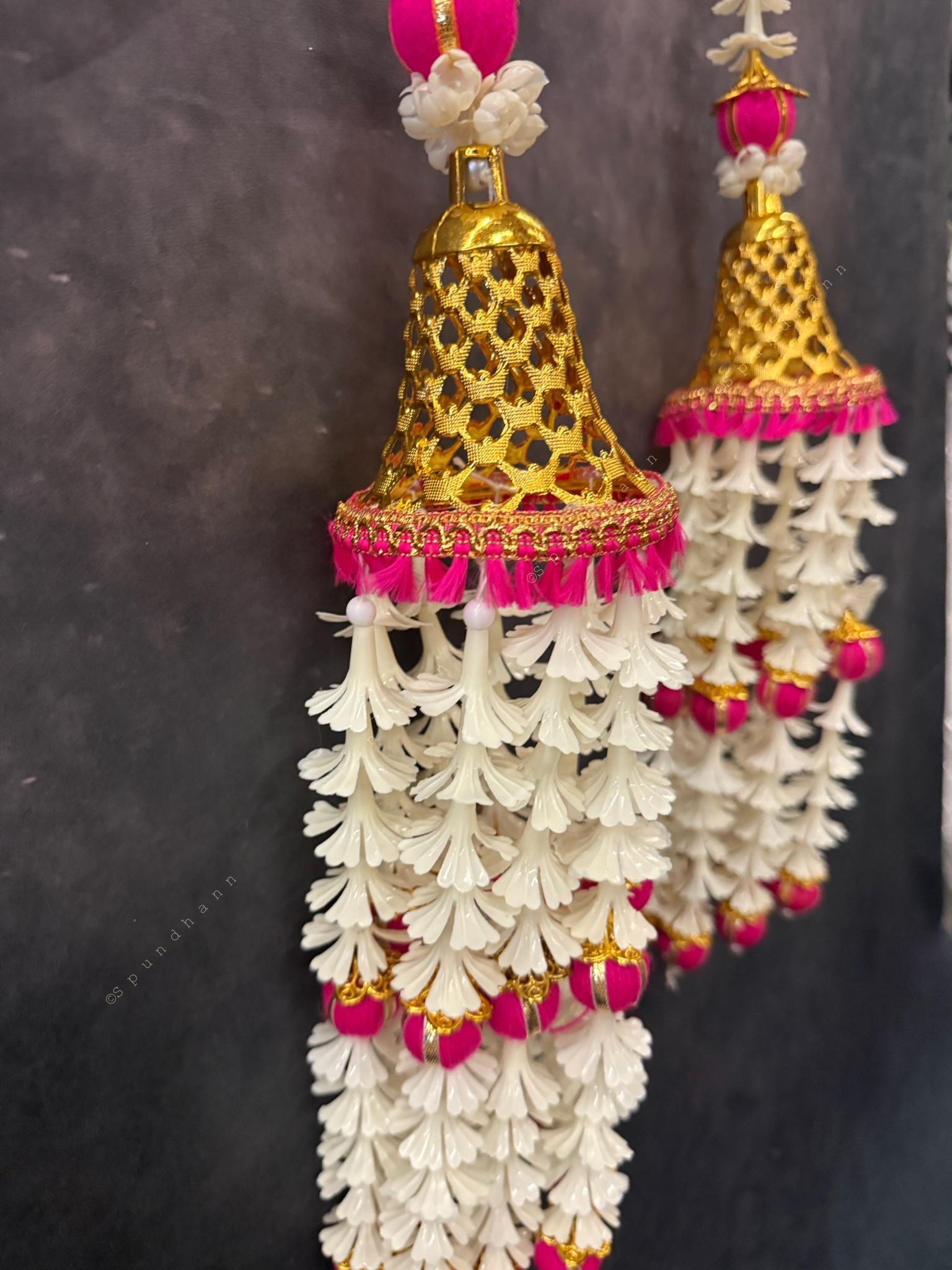 Bell Dangler With Hanging Floral Strings - Set of 2