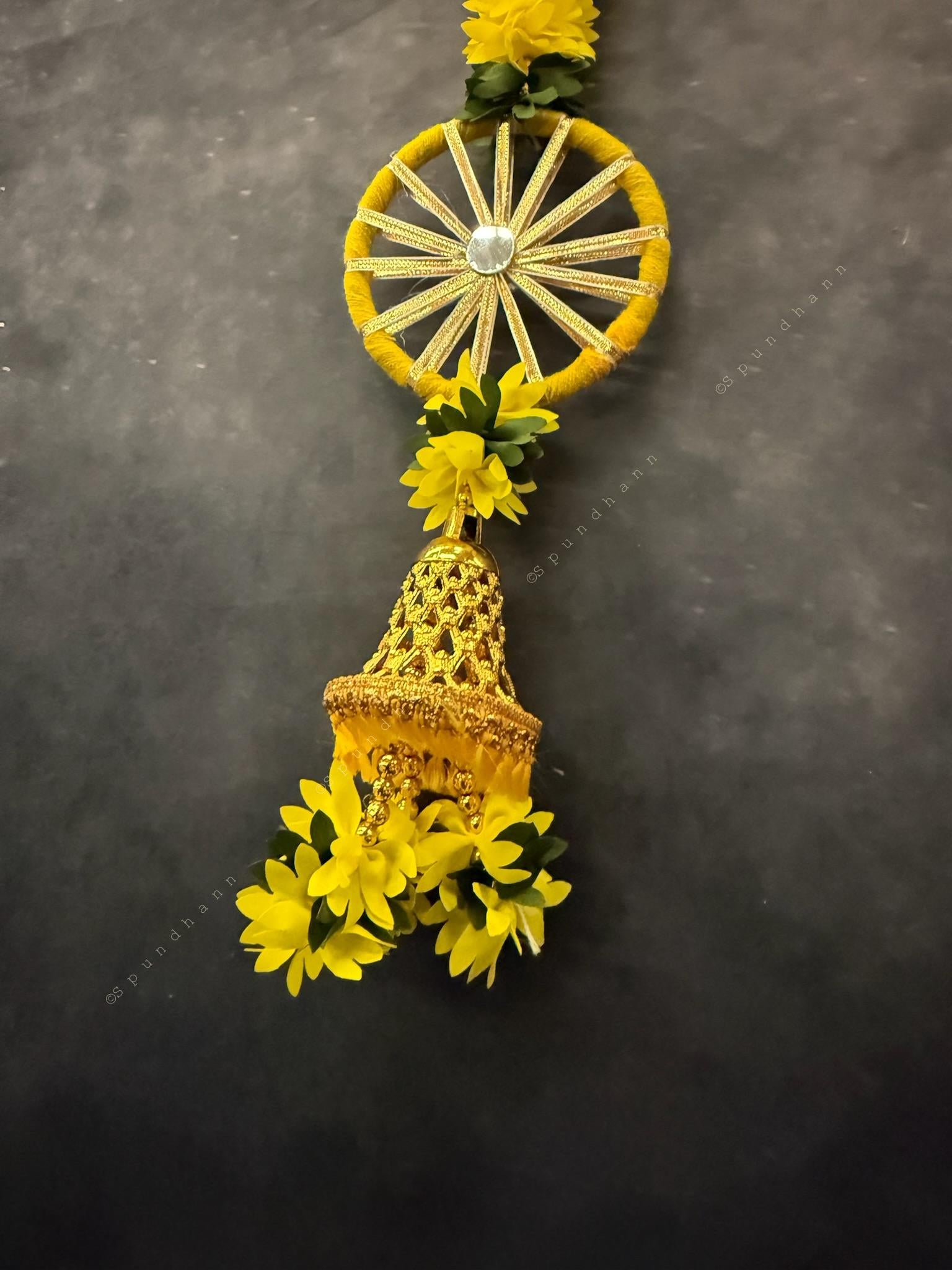 Yellow Chameli Dangler With Ring and Bell - Set of 2