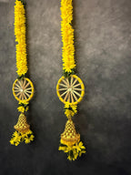 Yellow Chameli Dangler With Ring and Bell - Set of 2