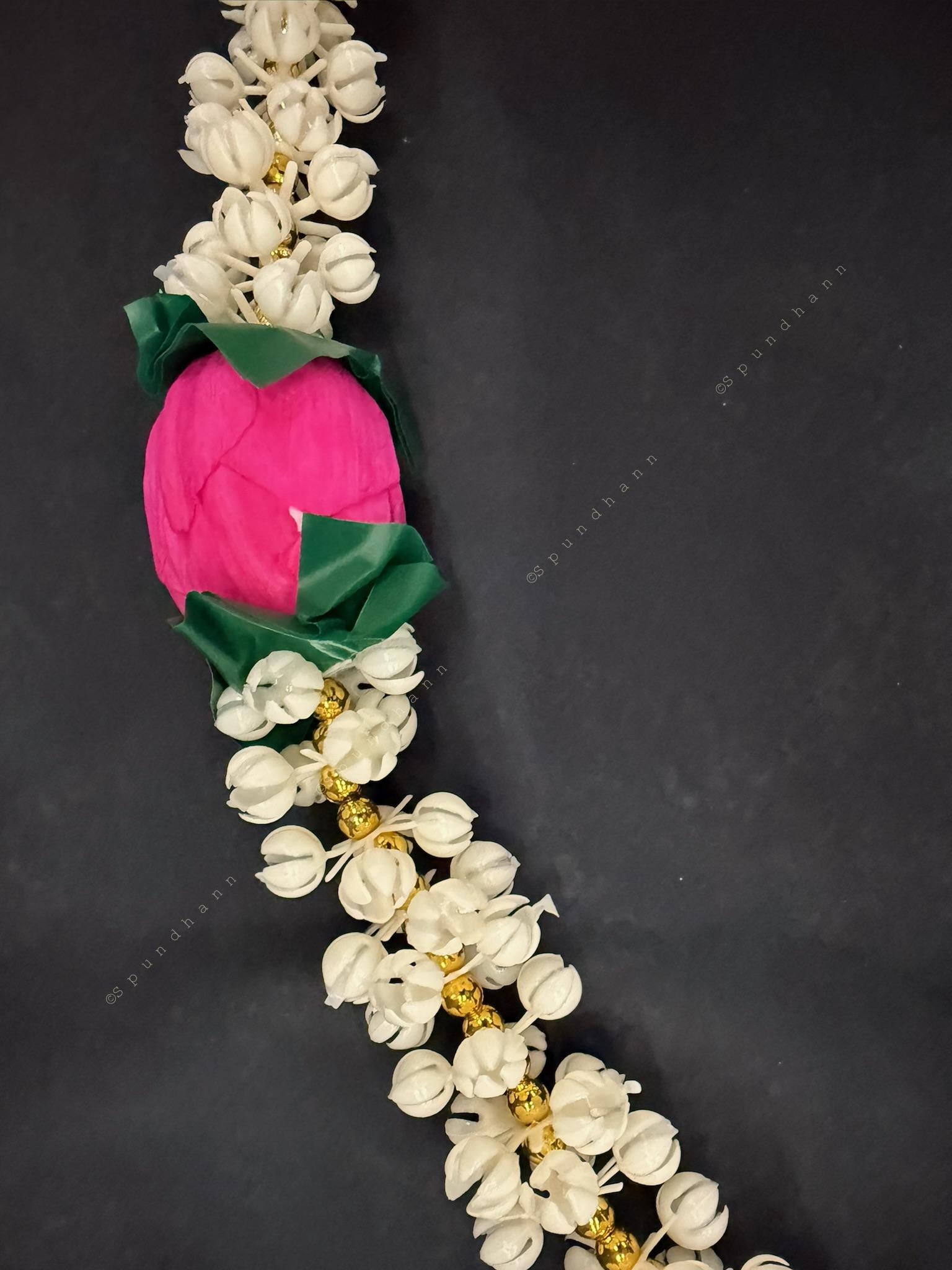 Mogra, Lotus Bud and Green Leaf String