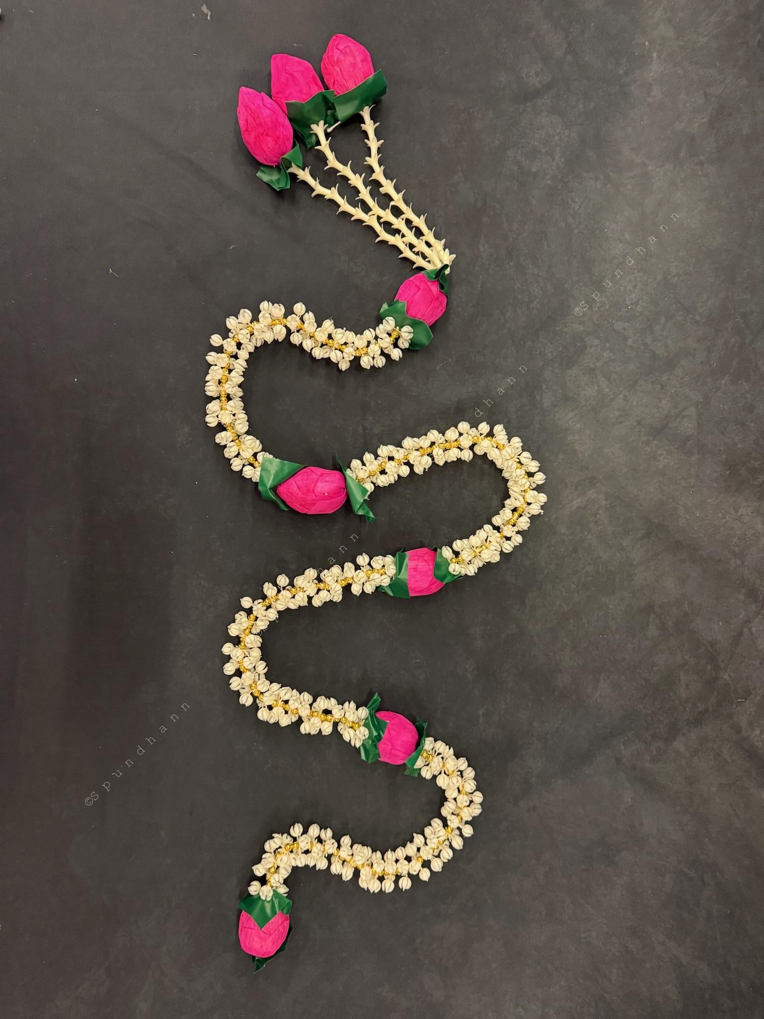 Mogra, Lotus Bud and Green Leaf String