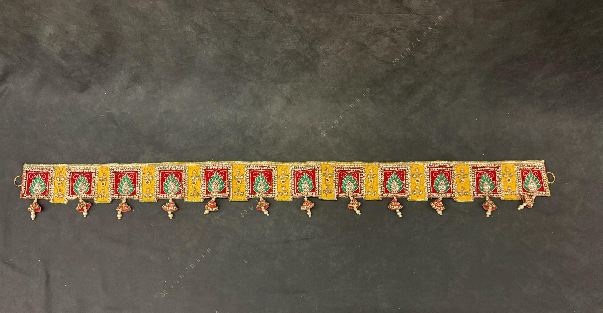 Decorative Studded Toran With Small Bell Shape Hangings