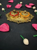 Golden Haldi Kumkum Decorative Holder
