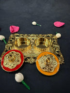 Golden Haldi Kumkum Decorative Holder