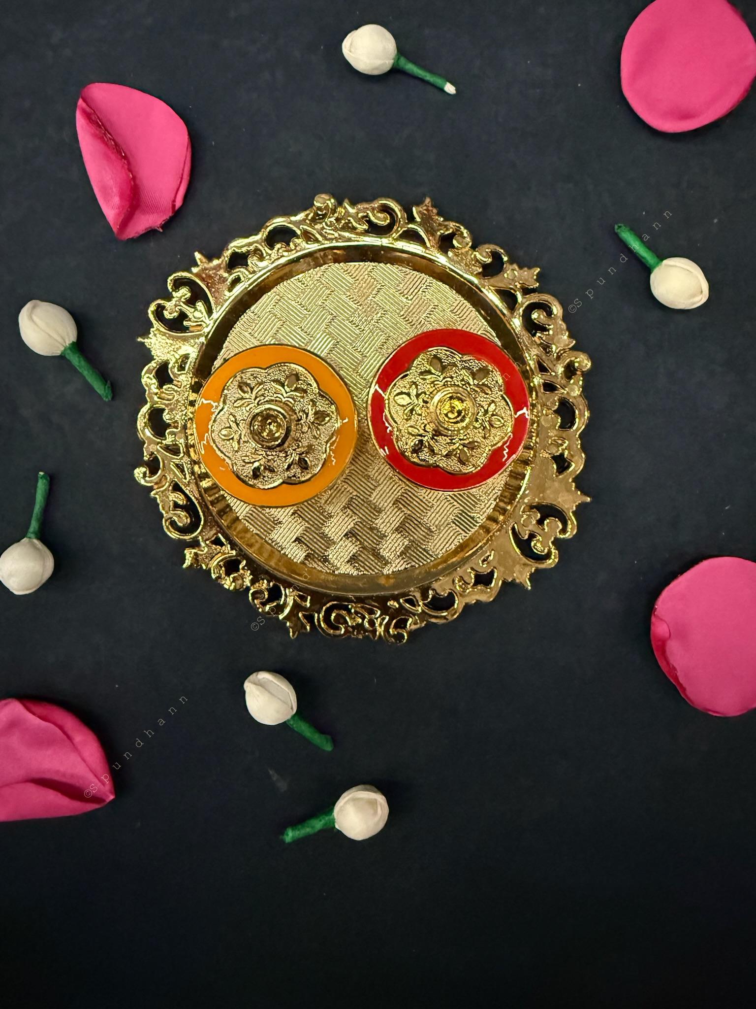 Golden Haldi Kumkum Decorative Holder