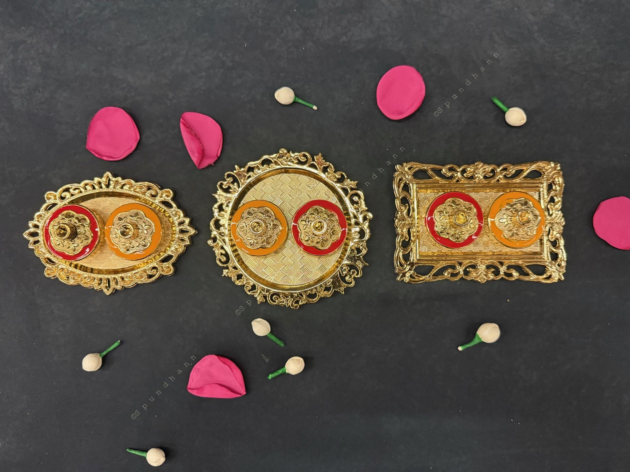 Golden Haldi Kumkum Decorative Holder