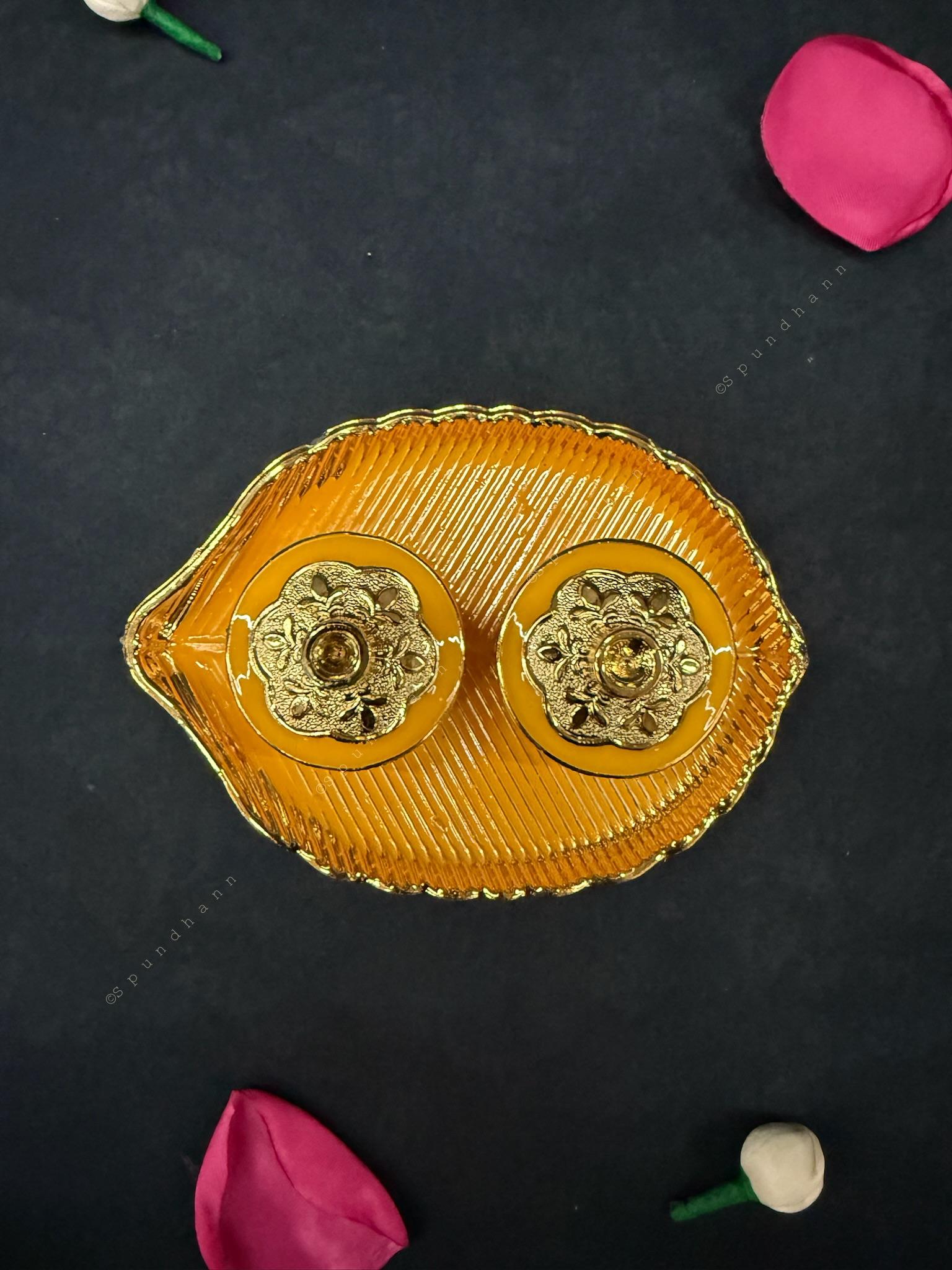 Colorful Leaf-Shaped Kumkum Holder