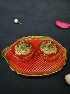 Colorful Leaf-Shaped Kumkum Holder