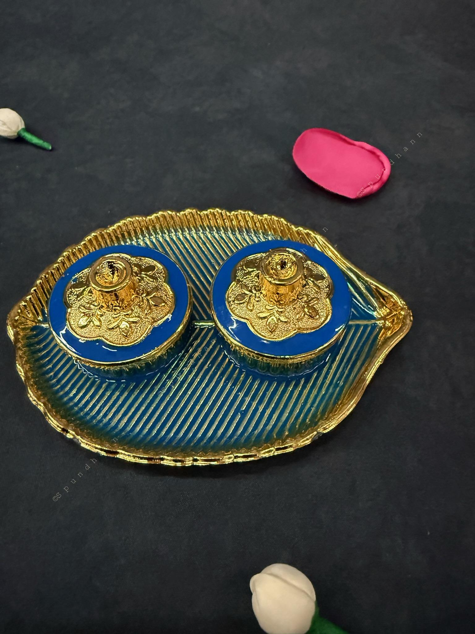 Colorful Leaf-Shaped Kumkum Holder