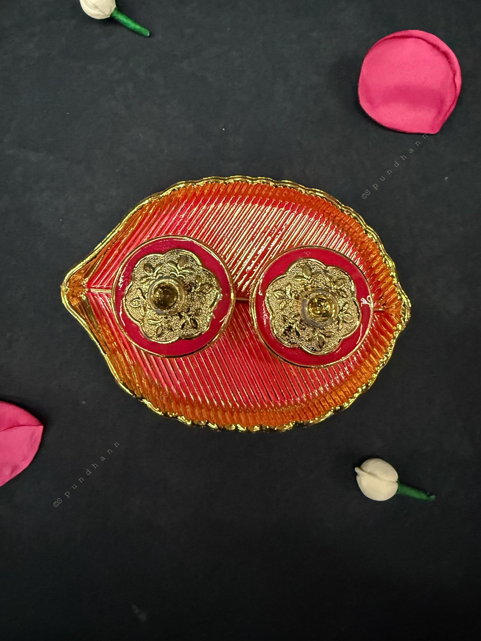 Colorful Leaf-Shaped Kumkum Holder