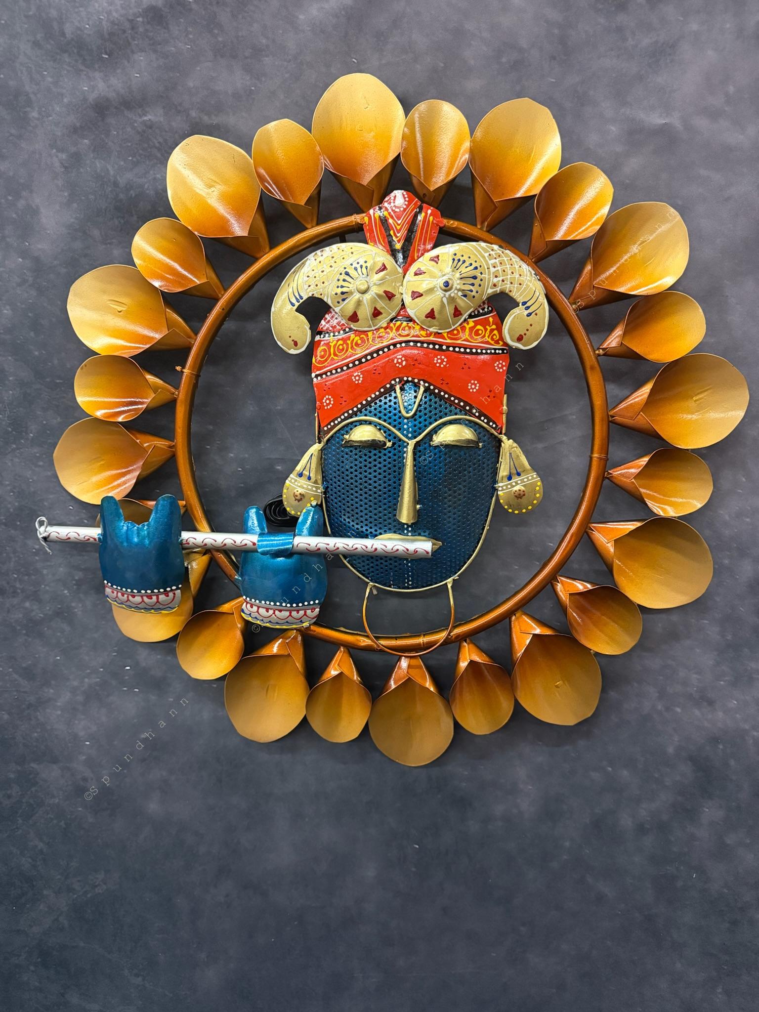 Decorative Krishna With Flower Petals Ring