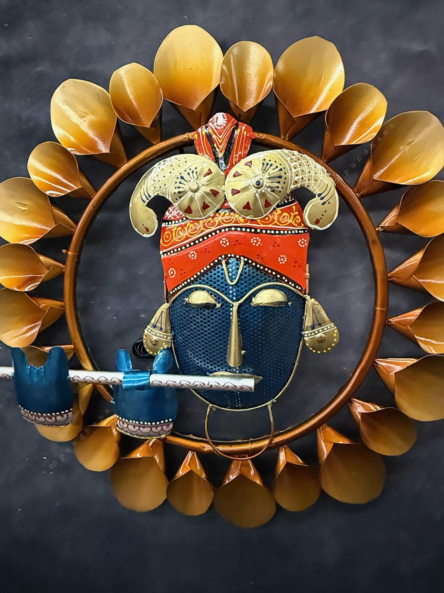 Decorative Krishna With Flower Petals Ring