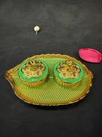 Colorful Leaf-Shaped Kumkum Holder