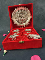 German Silver Decorative Pooja Thali Set in Gift Box