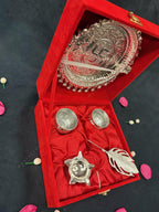 German Silver Decorative Pooja Thali Set in Gift Box