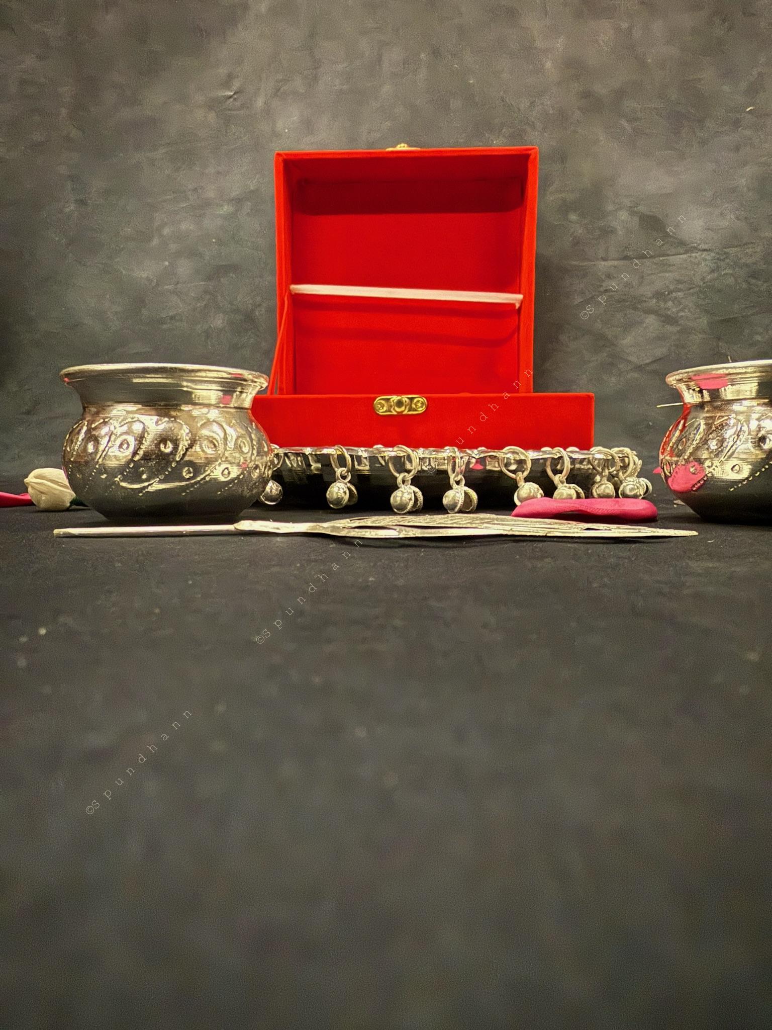 German Silver Decorative Pooja Thali Set in Gift Box