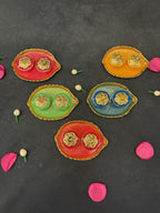 Colorful Leaf-Shaped Kumkum Holder