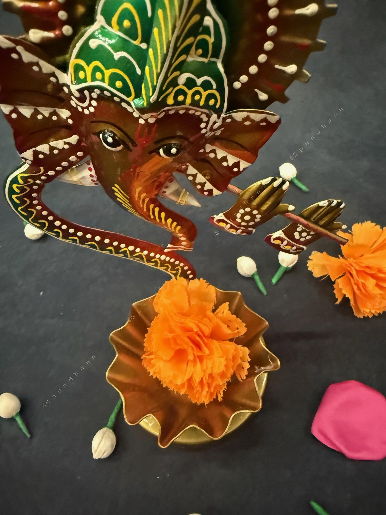 Flute Ganesha Tea Light Holder