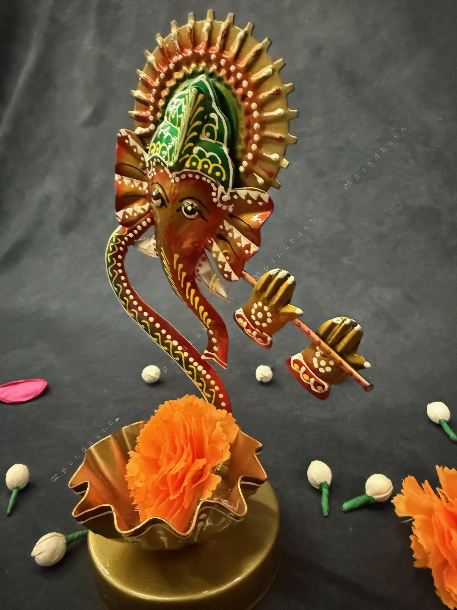 Flute Ganesha Tea Light Holder
