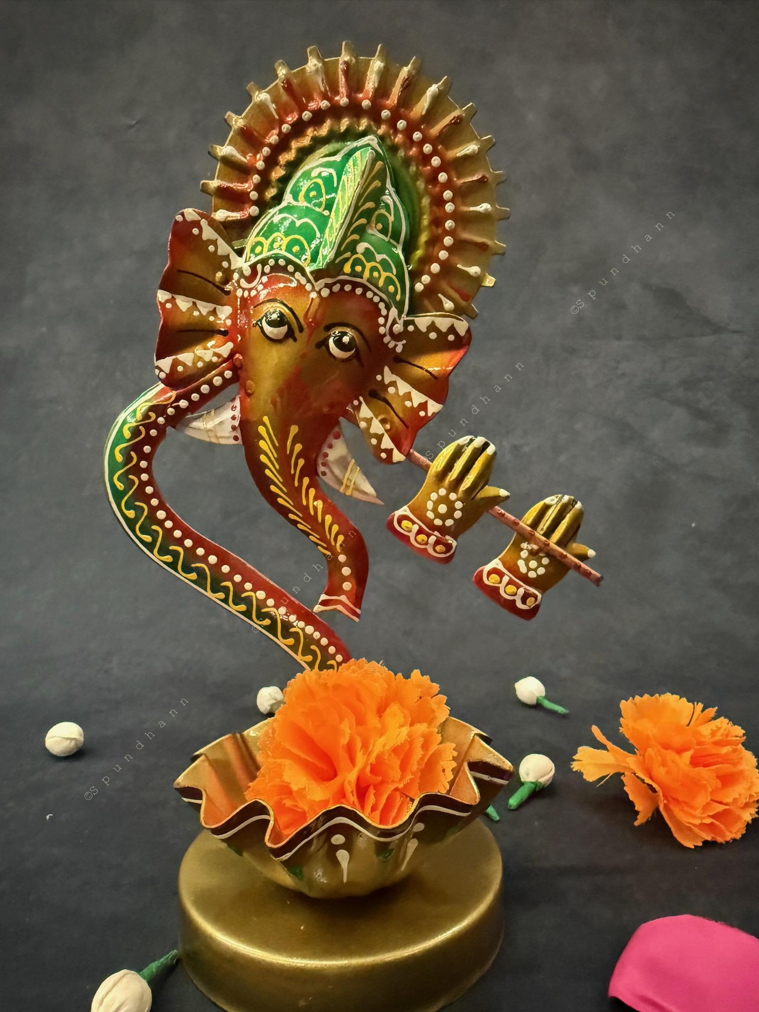 Flute Ganesha Tea Light Holder