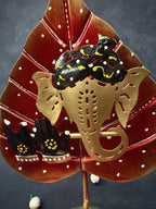 Flute Ganesha With Leaf Tea Light Holder